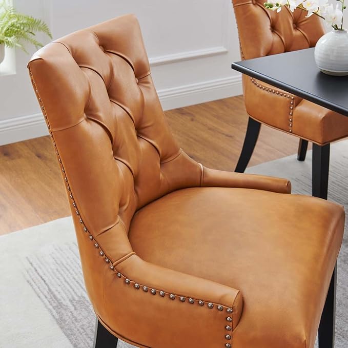 Regent Tufted Vegan Leather Dining Chair in Tan