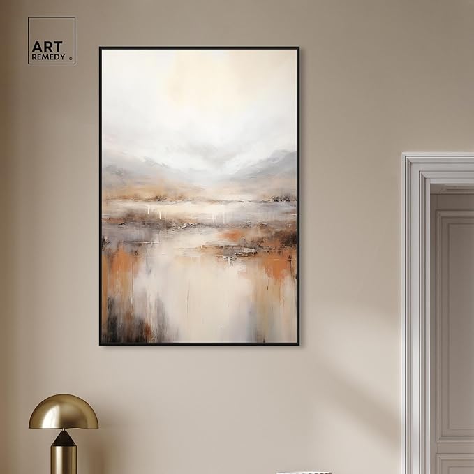 Art Remedy Natural Cascades Canvas Muted Abstract Wall Art, Black Frame, 30" x 45"