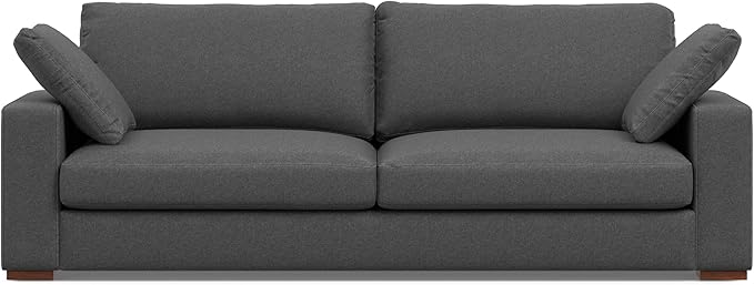 SIMPLIHOME Charlie Sofa in 100% Recycled Polyester Tightly Woven Performance Fabric, Pebble Grey, 96-inches Wide, Handcrafted Contemporary Style Sofa for Living Room or Couch for Family Room