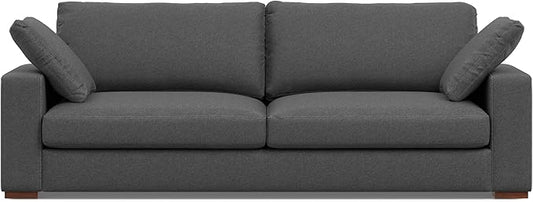 SIMPLIHOME Charlie Sofa in 100% Recycled Polyester Tightly Woven Performance Fabric, Pebble Grey, 96-inches Wide, Handcrafted Contemporary Style Sofa for Living Room or Couch for Family Room