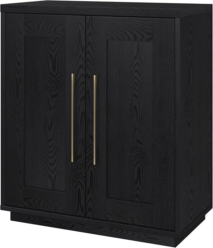 Henn&Hart 28" Accent Cabinet, Modern Sideboard Buffet Cabinet with 2 Panel Doors, an Adjustable Shelf and Cable Management Cut-Out for Living Room, Dining Room, Bedroom or Entryway, Black Grain