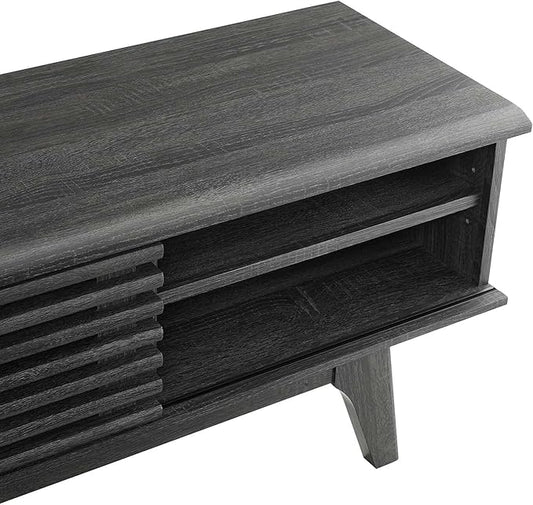 Modway Render Mid-Century Modern Low Profile 70 Inch Media Console TV Stand in Charcoal, 70"