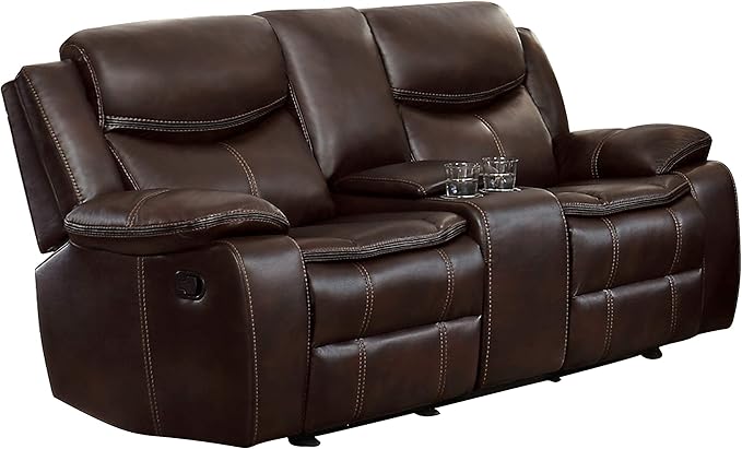 Lexicon Bay Manual Reclining Living Room Sofa Set, 2-Piece, Dark Brown
