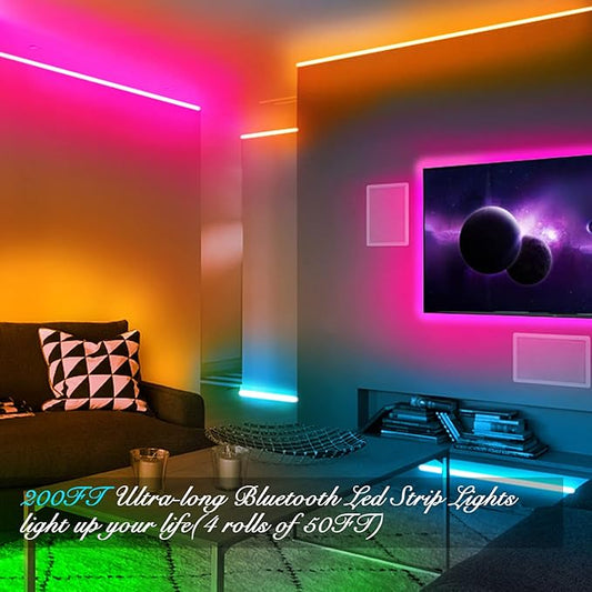 DAYBETTER Led Strip Lights Smart with App Control Remote, 2835 RGB for Bedroom, Music Sync Color Changing for Room Party 200 ft (2 Rolls of 100 ft)