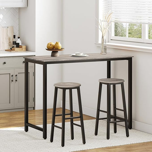 HOOBRO Bar Stools Set of 2, Counter Height Bar Stools, 25.8" Bar Stools for Kitchen Island, Industrial Kitchen Bar Chairs, for Dining Room, Kitchen, Bar, Greige and Black BG07BY01G1N2