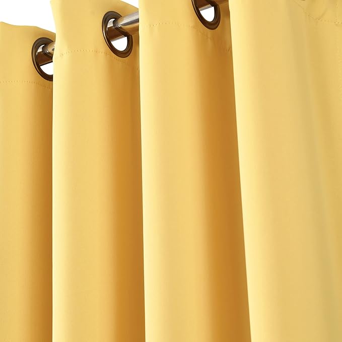 Lush Decor Insulated Grommet Blackout Window Curtain Panels, Pair, 52" W x 108" L, Yellow - Classic Modern Design - Chic Window Decor - Long Curtains For Living Room, Bedroom, Or Dining Room