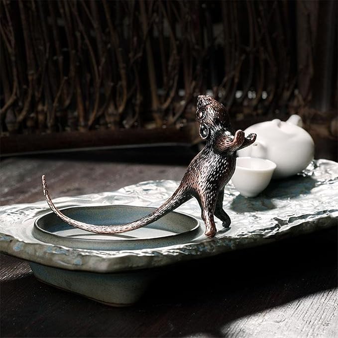 2PCS Mouse Figurines, Collectibles Long Tailed Mouse Statue Brass Animal Figurines Brass Decorative Objects Home Decor Decorative Statues for Table Tops Shelves Window Sills