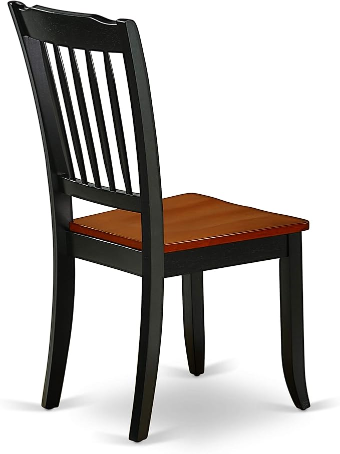 East West Furniture DAC-BCH-W Danbury Dining Room Chairs - Slat Back Solid Wood Seat Chairs, Set of 2, Black & Cherry