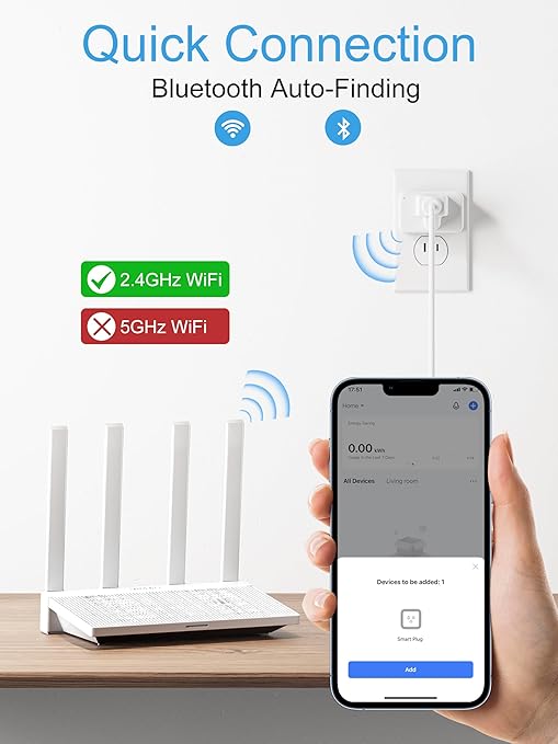 EIGHTREE Smart Plug, Smart Home WiFi Outlet Compatible with Alexa & Google Home, Smart Socket with Remote Control & Timer Function, 2.4GHz WiFi Only