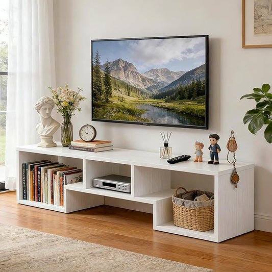 Lightdot TV Stand for TVs up to 55'', Modern Entertainment Center with Open Storage Shelf Large capacity for collection, Media Table TV Console for Living Room/Bedroom/Sofa Cabinet,Easy Assembly-White