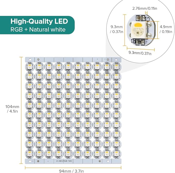 BTF-LIGHTING SK6812(WS2812B) RGBW LED Chips 100PCS RGB+Natual White Individually Addressable 5050SMD Module Pixels Light DC5V White PCB Chasing Dream Color for Christmas(No Adapter or Controller)