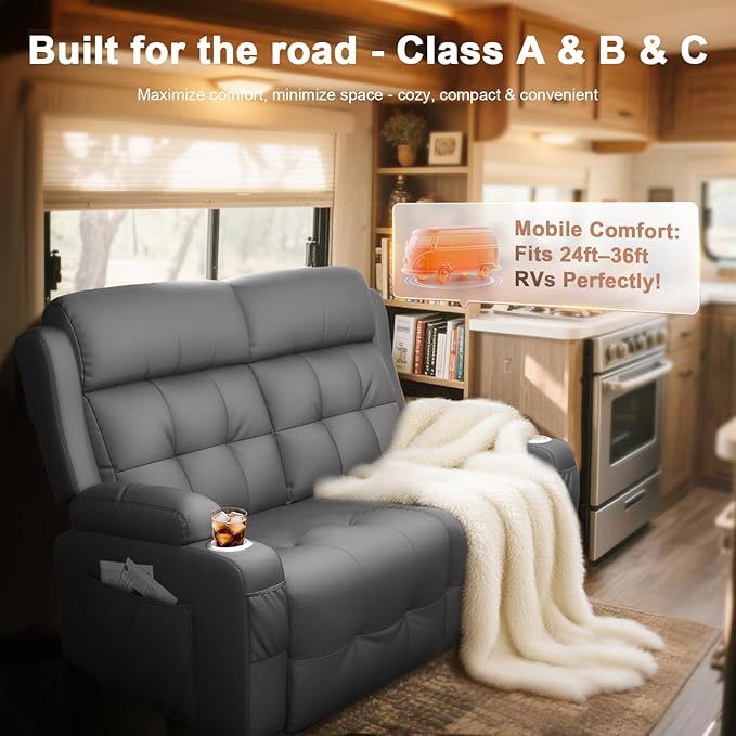 Loveseat Recliner, Oversized Reclining Loveseat, Massage Reclining Sofa With USB Port & Storage & Cup Holders, Recliner Couch, RV Wall Hugger Recliners Loveseat Clearance for Living Room & RV Camper