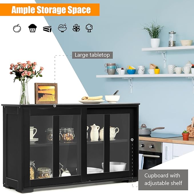 Buffets & Sideboards HW53867BK, Dark Black, Large