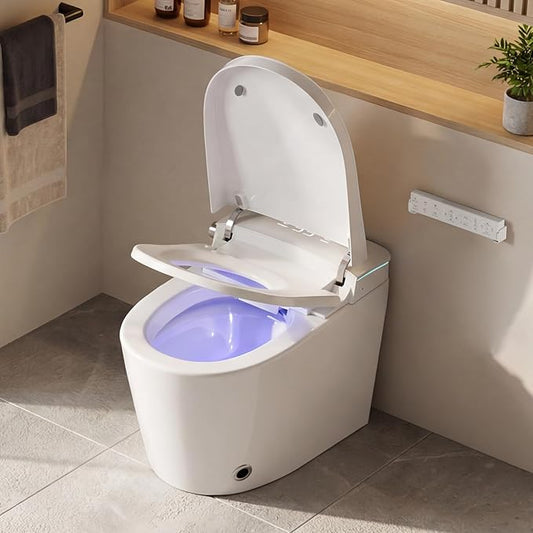 Smart Toilet with Bidet, Foam Shield, UV-C Light, Blackout Flush, Dual Auto Flush, Heated Seat, Air Dryer, Modern Elongated Japanese One Piece Bidet for Bathrooms