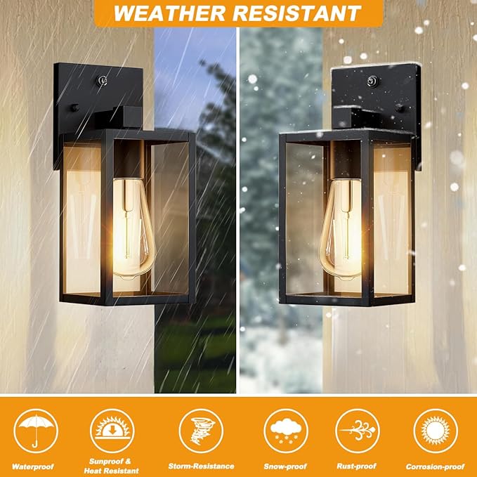 Dusk to Dawn Outdoor Lights for House, 4 Pack Outdoor Wall Light Black Exterior Lighting Fixtures Wall Mount, Aluminum Porch Wall Lanterns Waterproof Outside Light for House Front Door Light
