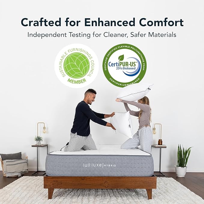 Lull Luxe Hybrid California 13 Inch King Mattress – 6 Layer Memory Foam Mattress in a Box – Cooling Gel Foam Bed Mattress with Breathable Cover with Individually Wrapped Springs – 365-Night Trial
