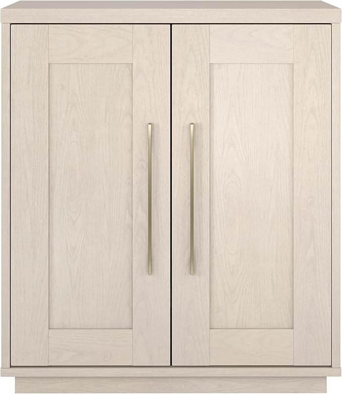 Henn&Hart 28" Accent Cabinet, Modern Sideboard Buffet Cabinet with 2 Doors and an Adjustable Shelf for Living Room, Dining Room, Bedroom or Entryway, Alder White
