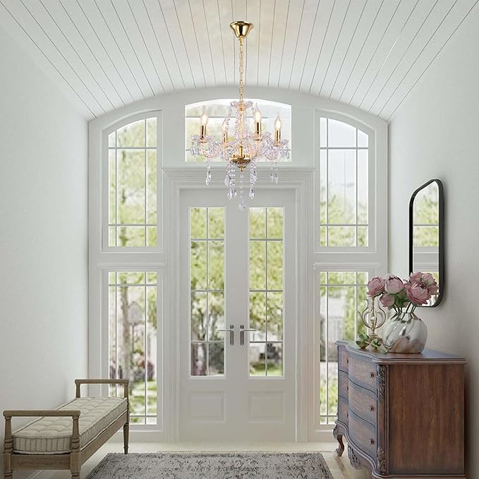 YYSHCHEN Gold Crystal Chandelier,Modern Mini Chandelier,Small Chandelier for Dining Room, Girls Bedroom,Living Room,.