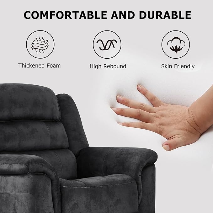 EBELLO 2 Pieces Reclining Loveseat Couch Furniture Set, Soft Fabric Manual Recliner Sofa Home Theater Seating, Manual Recliner and Wide 2PC Bonded Recliner Sofa Set for Living Room, Grey