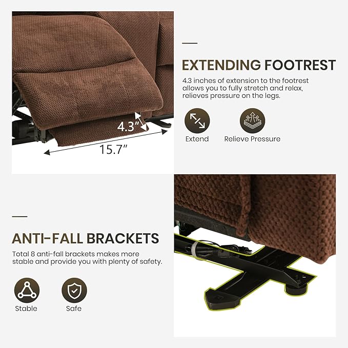 Power Reclining Loveseat with Console, Power Loveseat Recliner Sofa with Heat and Massage, Extended Footrest, Wall Hugger Recliner Loveseat with Lumbar Supports, Side Pockets for Living Room