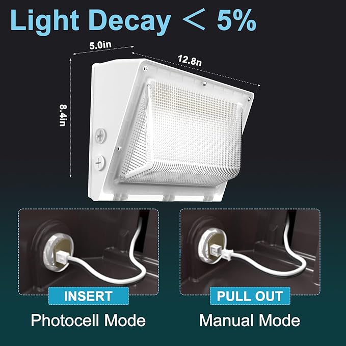 Lightdot 6Pack 250W LED Wall Pack Lights, 100-277v Dusk to Dawn with Photocell | 37500Lm(150Lm/W) 5000K IP65 Outdoor Exterior Lighting Fixture, Energy Saving|5-Yrs Warranty, ETL White(Height:20-40ft)