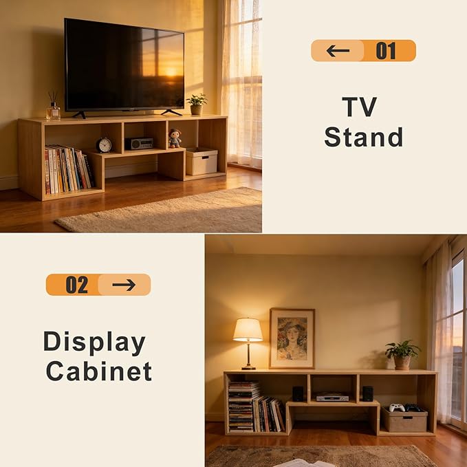 Lightdot TV Stand for TVs up to 55'', Modern Entertainment Center with Open Storage Large Capacity for Collection, Media TV Table Console for Living Room/Bedroom/Sofa Cabinet, Easy Assembly - Walnut