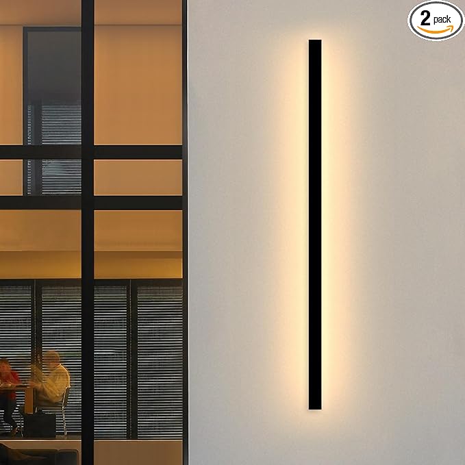 Modern Outdoor Wall Lights - 2pack 59inch Black Exterior Light Fixtures Wall, Porch Lights Outdoor Wall Sconce, Patio Long Strip Wall Light Fixtur Outside for Garage, House