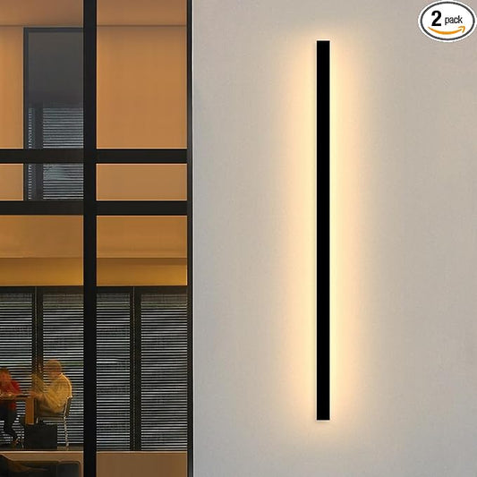 Modern Outdoor Wall Lights - 2pack 59inch Black Exterior Light Fixtures Wall, Porch Lights Outdoor Wall Sconce, Patio Long Strip Wall Light Fixtur Outside for Garage, House