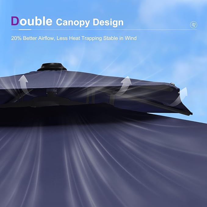 PURPLE LEAF 10' X 13' Cantilever Patio Umbrella, Navy Blue