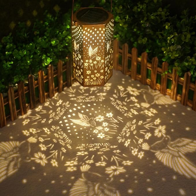 2 Packs Hummingbird Solar Lanterns Outdoor Waterproof Garden Decor - Birthday Gifts for Women, Men, Mom, Father, Garden Gifts, Solar Lights Outdoor Decor for Patio, Outside, Yard, Lawn, Pathway