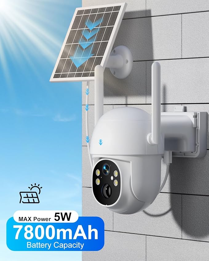SANSCO No WiFi Cellular Security Camera, Built-in 4G LTE SIM Card & Lifetime Free Unlimited Data, 64G TF Card, 2K Color Night Vision, 360° Live View, Real-time Alerts, Solar Powered Wireless Outdoor