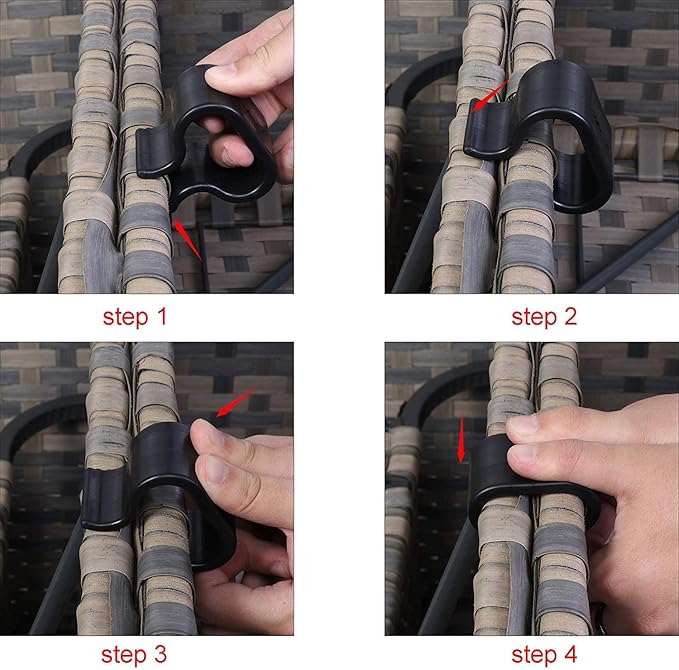 SUQ I OME Pack of 10 Outdoor Patio Garden Wicker Rattan Furniture Aligment Sofa Rattan Chair Fastners Clip Sectional Connector - Non Slip (2.13 inches,Medium)