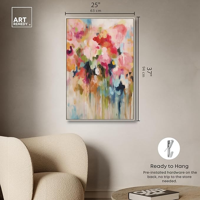 Art Remedy Soft Lush Pastel Canvas New Floral Wall Art, Silver Frame, 24" x 36"
