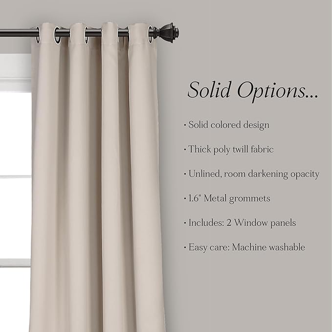 Lush Decor Insulated Grommet Blackout Window Curtain Panels, Pair, 52" W x 120" L, Wheat - Classic Modern Design - 120 Inch Curtains - Extra Long Curtains For Living Room, Bedroom, Or Dining Room
