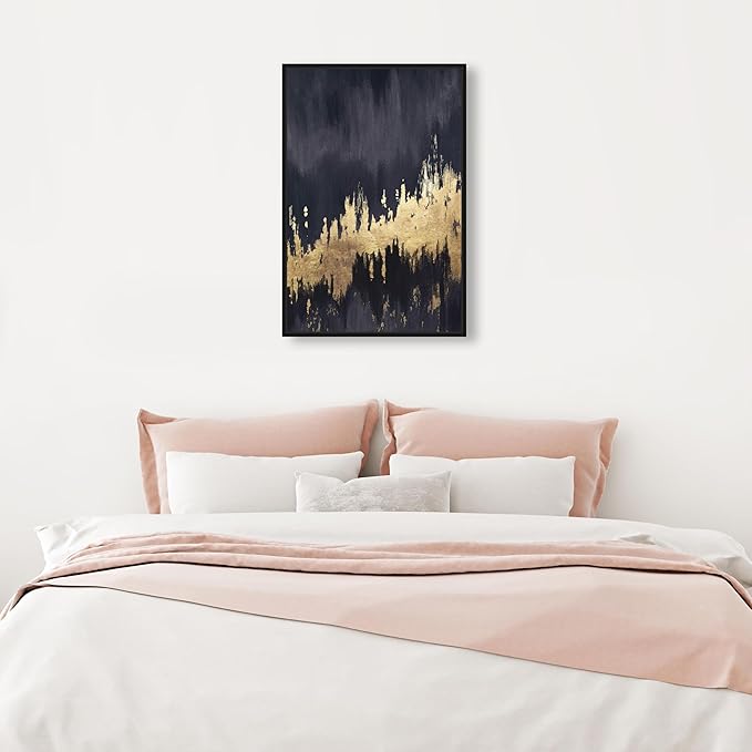 The Oliver Gal Artist Co. Modern 24 in x 16 in, Late Night Sky, Canvas Wall Art, Living Room, Black