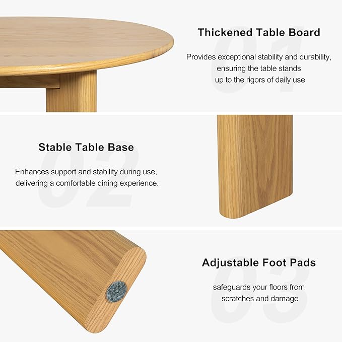 Casaphoria 67" Farmhouse Dining Table for 6，Wood Oval Living Room Table, Modern Kitchen Table with Sturdy Base & Thickened Tabletop, Easy to Assembly & Clean, Oak
