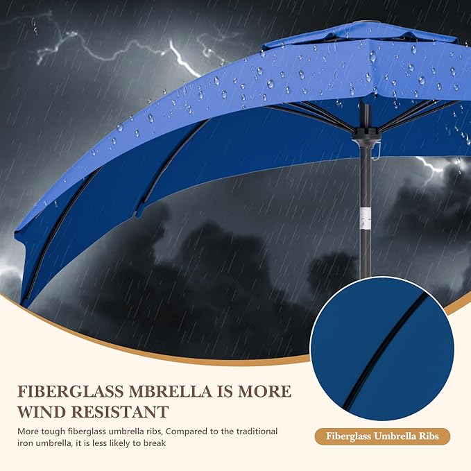 Sannwsg Outdoor Patio Umbrella,Table Umbrella with Push Button Tilt and Crank,Market Umbrella with 8 Sturdy Ribs,Yard Umbrella