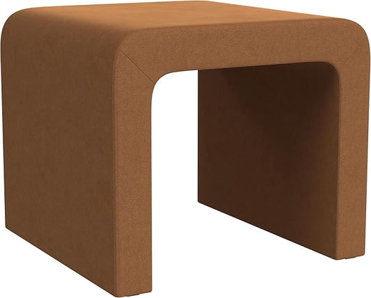 Spatial Order Modern Arch Velvet Ottoman | HomePop Home Décor | Ottoman for Living Room & Bedroom - Rust Orange