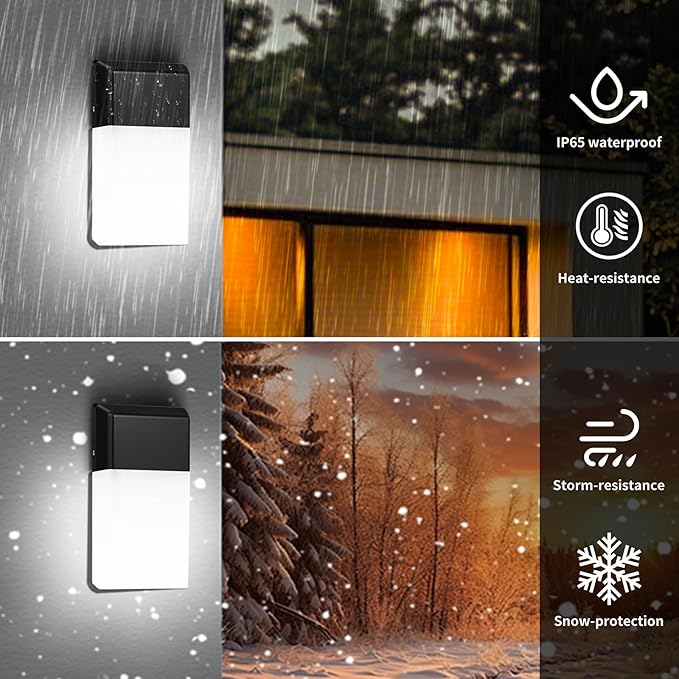 Outdoor Wall Lights RGB, 1500LM Smart Exterior Porch Sconces Wall Mounted Lighting, IP65 Waterproof, DIY Lighting for Garden, Garage and Patio - Ideal for Festivals The Christmas and Parties, 2 Pack