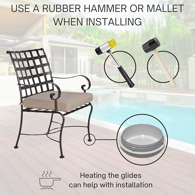 Project Patio 1-1/2" Wrought Iron Patio Furniture Feet Cap for Outdoor Metal Table and Chair Leg Replacement Floor Protector Cups - 24 Pack