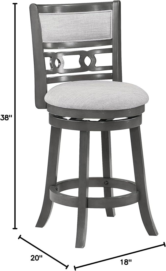 New Classic Home Furnishings Gia 24" Swivel Counter Stool-Gray W/Gray Fabric Seat