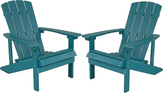 Flash Furniture Charlestown Poly Resin Adirondack Chair - Sea Foam - All Weather - Indoor/Outdoor - Set of 2