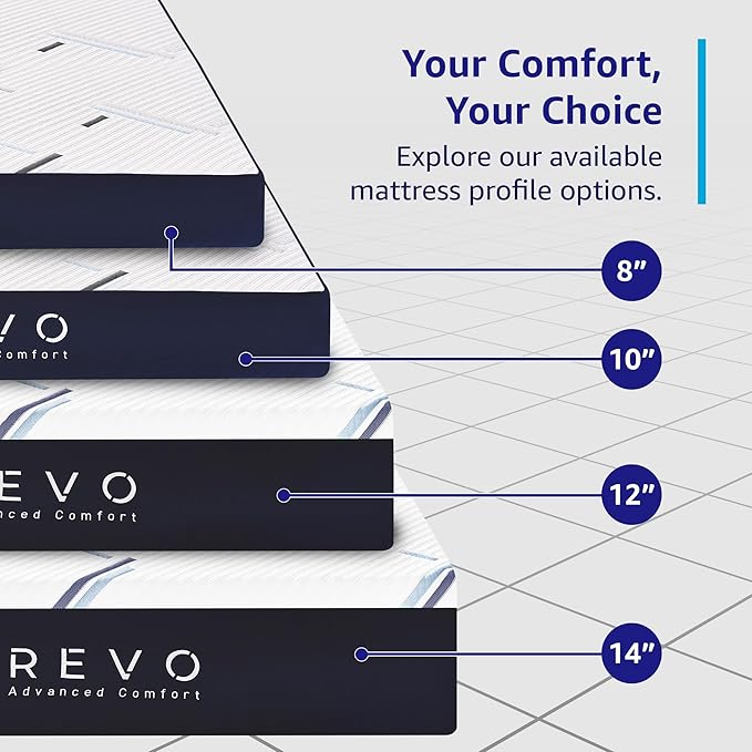 REVO Sleep 10 Inch Gel Memory Foam Mattress, King Size – Cooling Gel Foam with Balanced Support, Modern Comfort Designed for Today’s Bedrooms