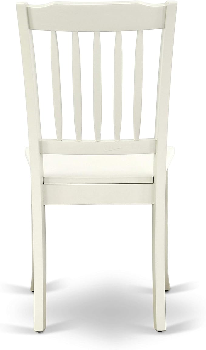 East West Furniture DAC-LWH-W Danbury Kitchen Dining Chairs - Slat Back Wooden Seat Chairs, Set of 2, Linen White