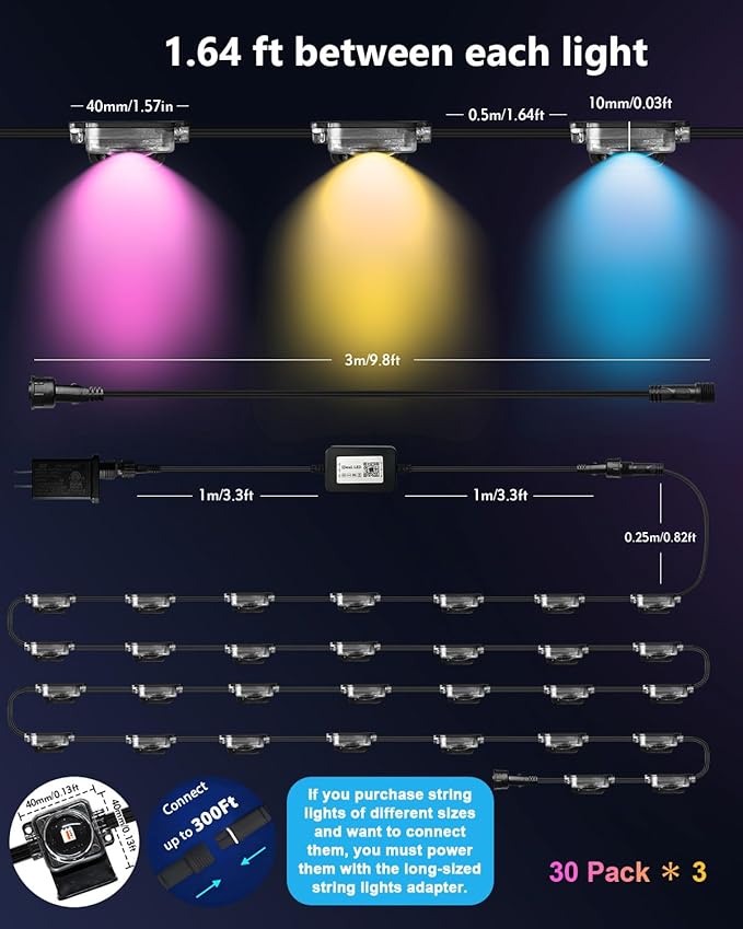 Permanent Outdoor Lights Pro,150ft RGB+IC Smart Outdoor Decor,App/Remote,Christmas,Halloween,Multi Scene Modes,IP67 Waterproof,Eaves Light with Daily & Holiday Party Decor,House Roof Lighting