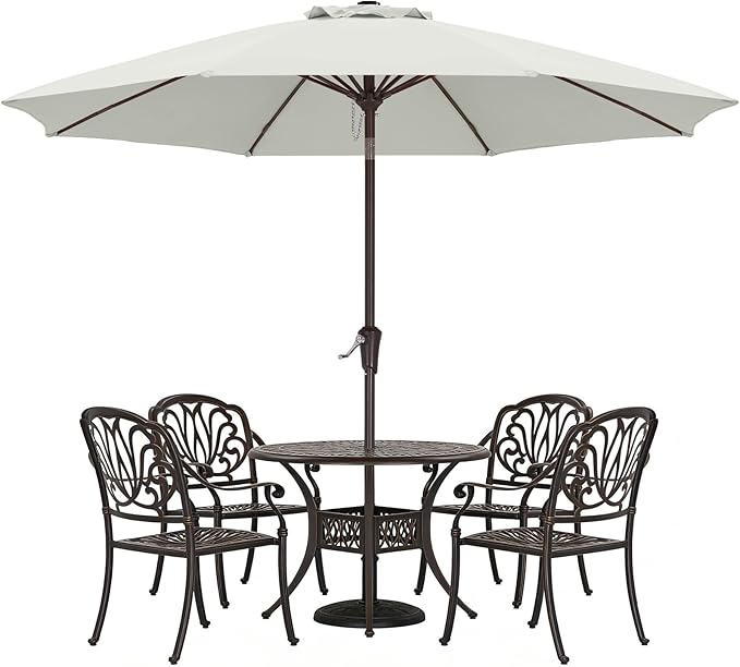 ABCCANOPY 9FT Outdoor Patio Umbrella, 8 Ribs Table Umbrella w/Crank for Easy Set Up, Suitable for Garden, Lawn, Deck & Backyard (Light Beige)