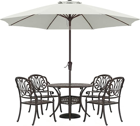 ABCCANOPY 9FT Outdoor Patio Umbrella, 8 Ribs Table Umbrella w/Crank for Easy Set Up, Suitable for Garden, Lawn, Deck & Backyard (Light Beige)
