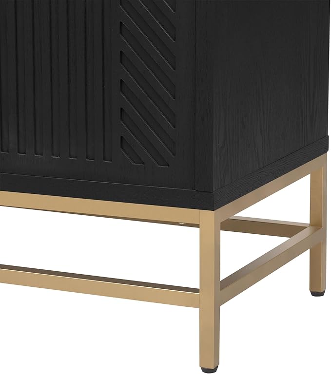 Ball & Cast 59.8" Sideboard Buffet Cabinet with Storage,Modern Coffee Bar Cabinet with 4 Doors and Adjustable Shelves,Wood Side Board Table with Gold Handles & Metal Legs for Living Room,Navy