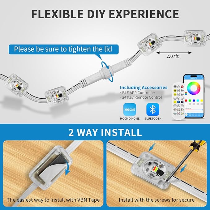 mw Permanent Outdoor Lights for House, 150ft RGB+IC Smart Outdoor Decor, 50+ Scene Modes, App/Remote Control, IP68 Waterproof, House Eave Lights for Christmas, Party Decorations