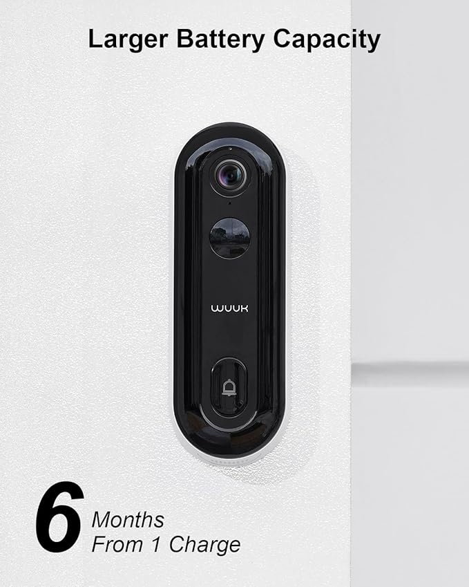 WUUK Add-on 2K Doorbell Camera, Require Existing Base Station, Video Doorbell Wireless/Wired, No Subscription, 2.4/5 GHz WiFi, Human and Motion Detection, Compatible with Alexa and Google Home